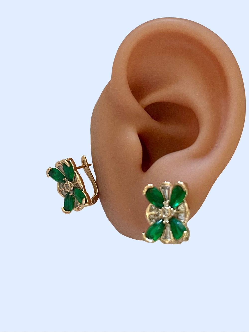 Green Crystal Flower Earrings